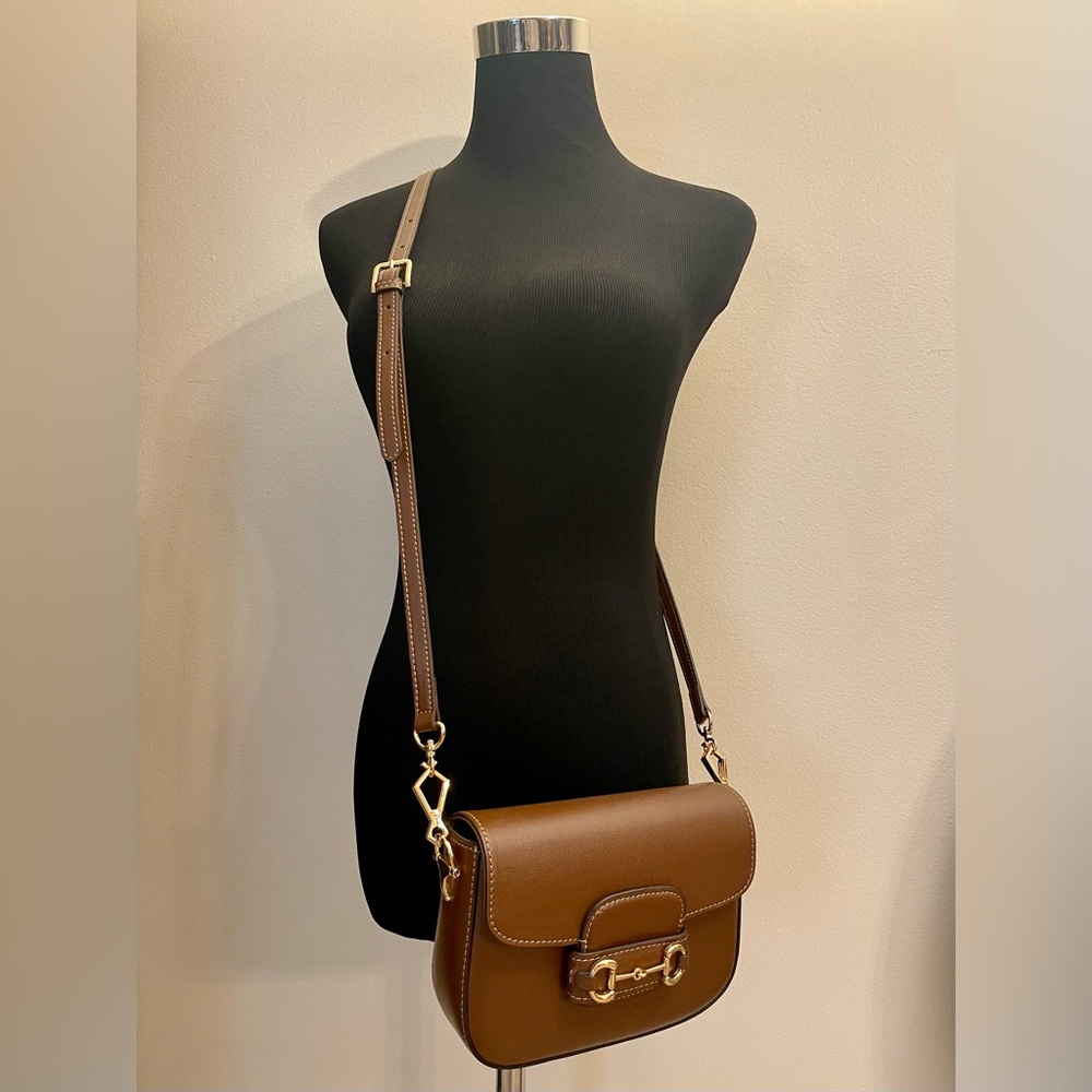 European Designer Horsebit Leather Brown Bag